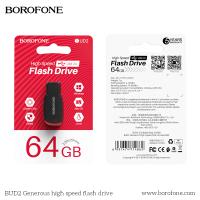 USB флеш-накопитель BOROFONE BUD2, USB 2.0, 64GB, черный анонс фото