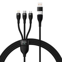 Кабель USB+С BASEUS Flash Series Ⅱ Two-for-three, USB+С - Lightning+MicroUSB+Type-C, 3.5A, 1,2м, черный анонс фото