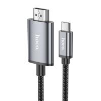 Кабель HDMI HOCO UA27, Type-C - HDTV, 2 м, серый металлик анонс фото