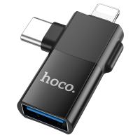 Переходник HOCO UA17, Type-C/Lightning - USB, черный, OTG анонс фото