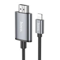 Кабель HDMI HOCO UA27, Lightning - HDTV, 2 м, серый металлик анонс фото
