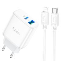 Зарядное устройство HOCO C105A Stage USB+Type-C + Кабель Type-C-Lightning, PD20W, белый анонс фото