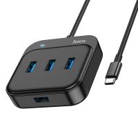 Переходник HOCO HB31 Easy 4-in-1, Type-C - 4xUSB3.0, 0.2 м, черный анонс фото