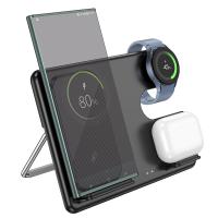 Беспроводное зарядное устройство HOCO CQ2 Flash folding 3-in-1, черный анонс фото