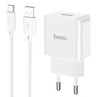 Зарядное устройство HOCO C106A USB + Кабель USB-Type-C, 2.1A, белый анонс фото