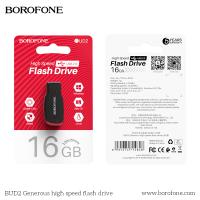 USB флеш-накопитель BOROFONE BUD2, USB 2.0, 16GB, черный анонс фото