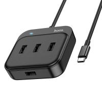 Переходник HOCO HB31 Easy 4-in-1, Type-C - 4xUSB2.0, 0.2 м, черный анонс фото
