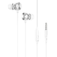 Проводные наушники HOCO M96 Platinum universal, Jack 3.5mm, 1.2 м, серебряный, контроллер с микрофоном анонс фото