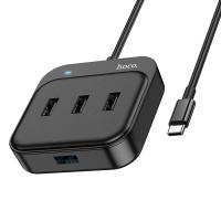 Переходник HOCO HB31 Easy 4-in-1, Type-C - 1*USB3.0 + 3*USB2.0, 0.2 м, черный анонс фото