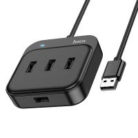 Переходник HOCO HB31 Easy 4-in-1, USB - 4xUSB2.0, 1.2 м, черный анонс фото