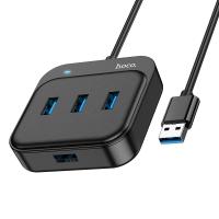 Переходник HOCO HB31 Easy 4-in-1, USB - 4xUSB3.0, 0.2 м, черный анонс фото