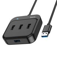 Переходник HOCO HB31 Easy 4-in-1, USB - 1xUSB3.0 + 3xUSB2.0, 0.2 м, черный анонс фото