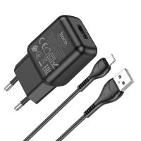 Зарядное устройство HOCO C96A USB + Кабель USB-Lightning, 2.1A, черный анонс фото