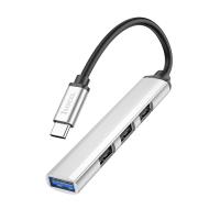 Переходник HOCO HB26 4 in 1, Type-C - 1*USB3.0 + 3*USB2.0, серебряный анонс фото