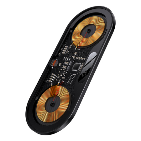 Беспроводное зарядное устройство BASEUS Digital LED Display 2in1 Wireless Charger 20W Universal version, 2A, 20W, черный детальное фото